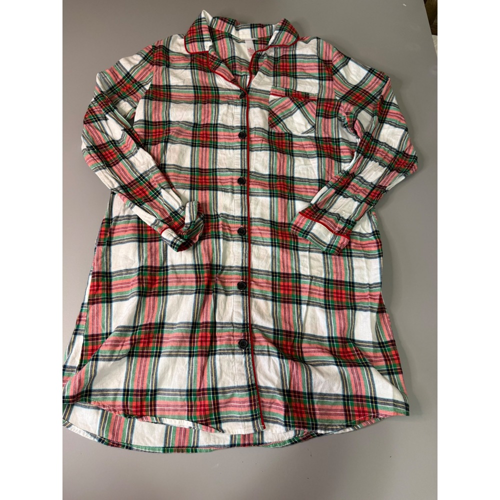 Wondershop Target Plaid Flannel Nightgown Red Green Christmas Sleep Shirt M